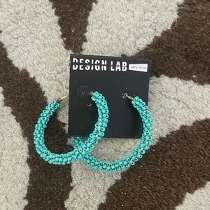Design Lab Aqua Beaded Hoop Earrings